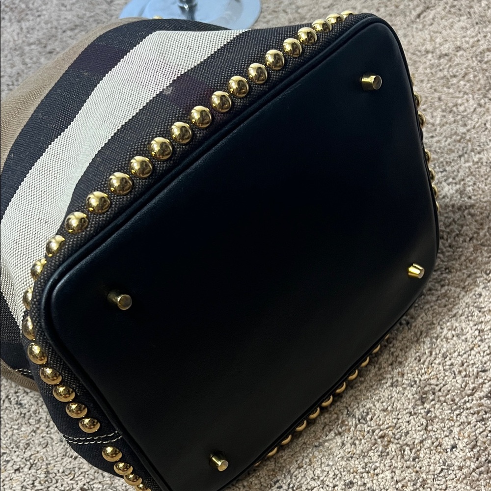 Stylish Brown and Black Studded Women's Bag - Picture 5 of 9